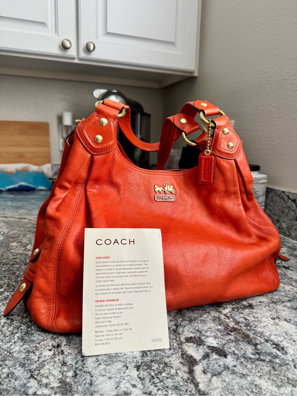 Coach Madison Maggie 14336 Orange Cervo Leather Hobo Shoulder Bag Y2K Vintage